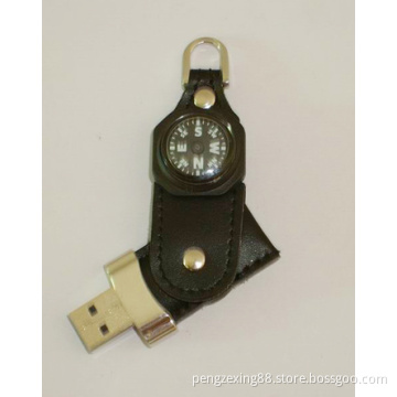 Swivel USB Flash Drive with Compass, as Keychain
